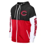Cincinnati Reds Color Block Red/Black Windbreaker Hoodie