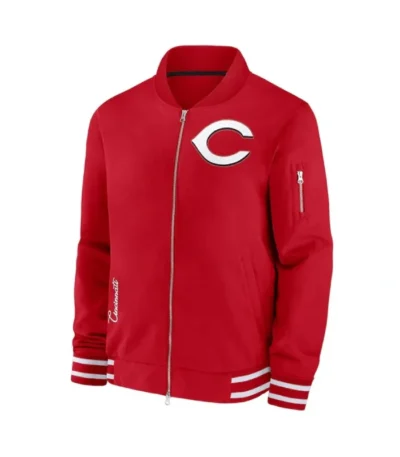 Cincinnati Reds Full-Zip Red Bomber Jacket