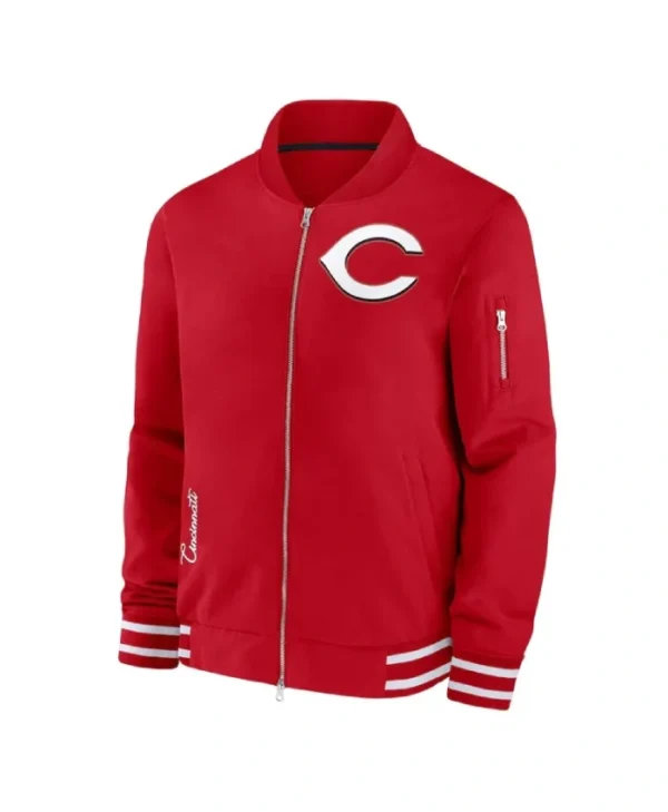 Cincinnati Reds Full-Zip Red Bomber Jacket