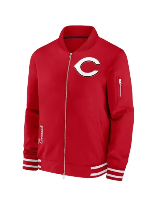 Cincinnati Reds Full-Zip Red Bomber Jacket
