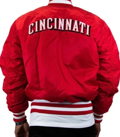 MA-1 Cincinnati Reds Red Bomber Satin Jacket