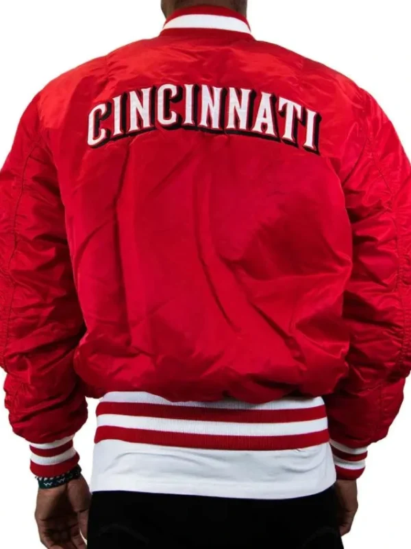 MA-1 Cincinnati Reds Red Bomber Satin Jacket