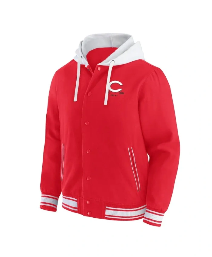 Cincinnati Reds Red Cotton Hooded Jacket Cincinnati Reds Red Cotton Hooded Jacket
