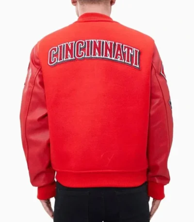 MLB Cincinnati Reds Letterman Wool/Leather Red Jacket