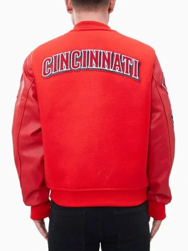 MLB Cincinnati Reds Letterman Wool/Leather Red Jacket