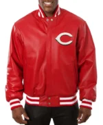 Cincinnati Reds Red Varsity Leather Jacket