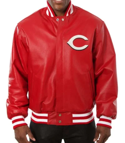 Cincinnati Reds Red Varsity Leather Jacket