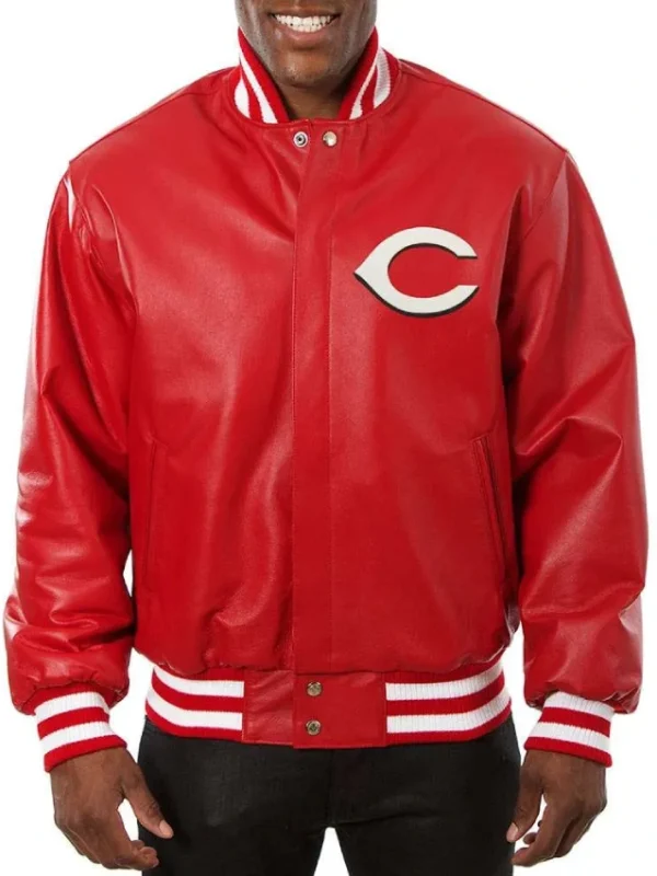 Cincinnati Reds Red Varsity Leather Jacket
