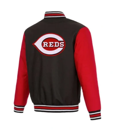 Cincinnati Reds Black and Red Varsity Poly Twill Jacket