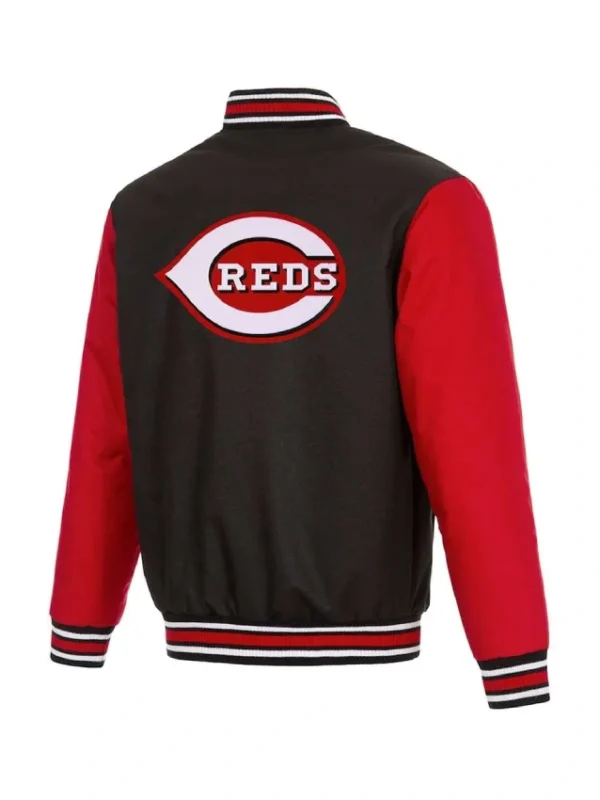 Cincinnati Reds Black and Red Varsity Poly Twill Jacket