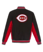 Cincinnati Reds Black and Red Varsity Wool Jacket