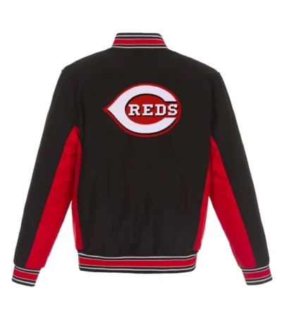 Cincinnati Reds Black and Red Varsity Wool Jacket