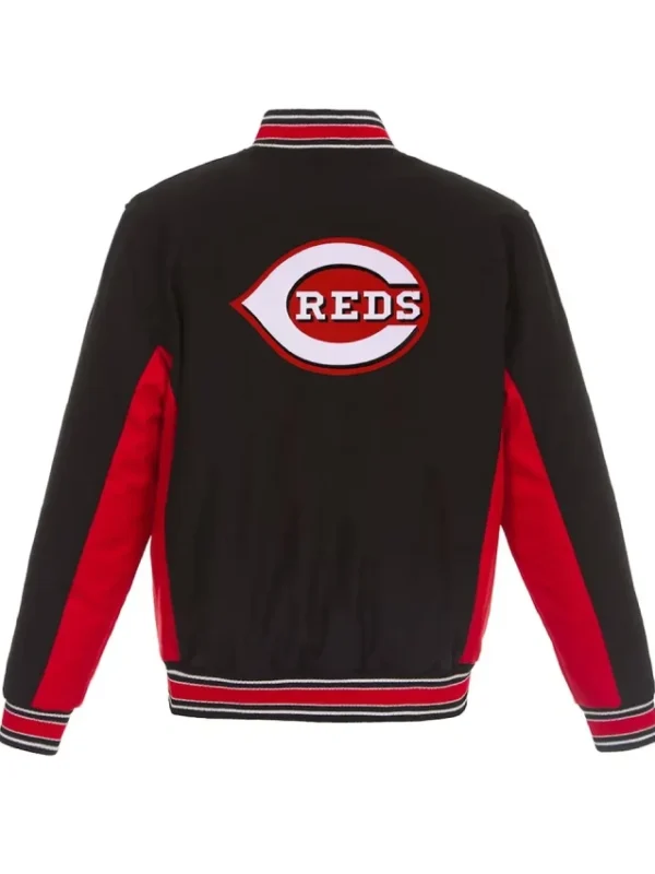 Cincinnati Reds Black and Red Varsity Wool Jacket