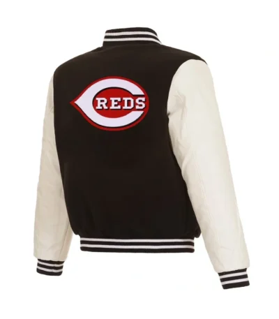 Cincinnati Reds Black and White Varsity Jacket