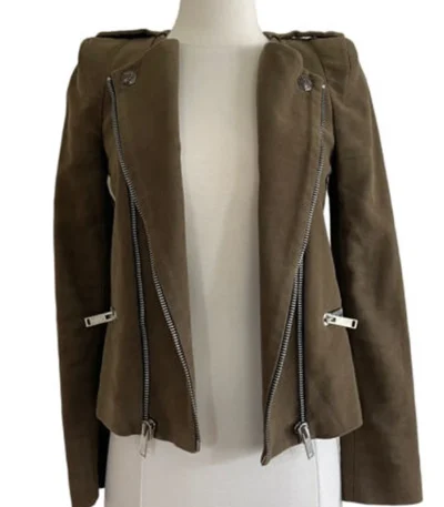 Claire Holt The Originals S04 Green Suede Jacket