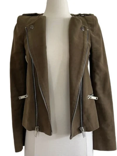 Claire Holt The Originals S04 Green Suede Jacket