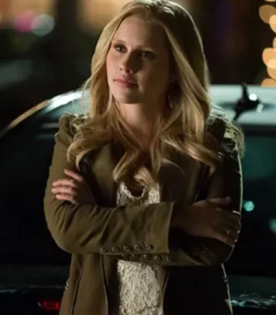 Claire Holt The Originals S04 Green Suede Jacket