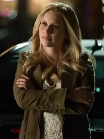 Claire Holt The Originals S04 Green Suede Jacket