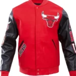 Classic Chicago Bulls Varsity Wool And Leather Jacket