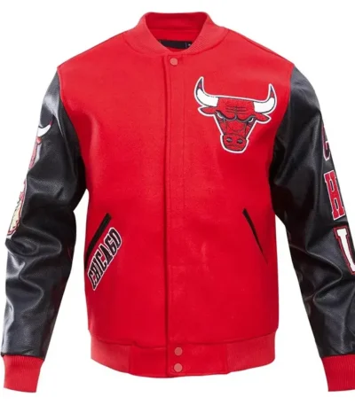 Classic Chicago Bulls Varsity Wool And Leather Jacket