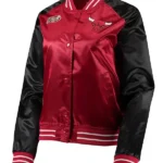 Classics Chicago Bulls Hardwood Red And Black Satin Jacket