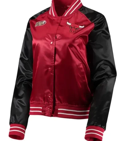 Classics Chicago Bulls Hardwood Red And Black Satin Jacket