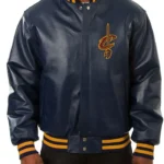 Cleveland Cavaliers Navy Blue Varsity Cavs Leather Jacket