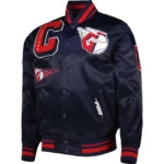 Cleveland Guardians Mash Up Navy Satin Varsity Jacket
