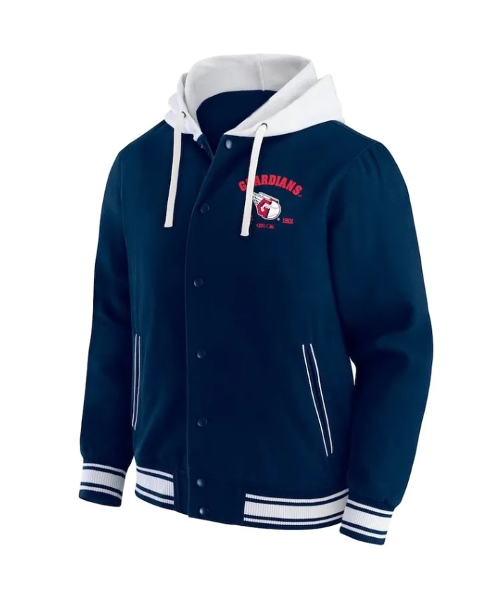 Cleveland Guardians Navy Cotton Hooded Jacket Cleveland Guardians Navy Cotton Hooded Jacket