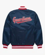 Cleveland Guardians Navy Satin Bomber Jacket