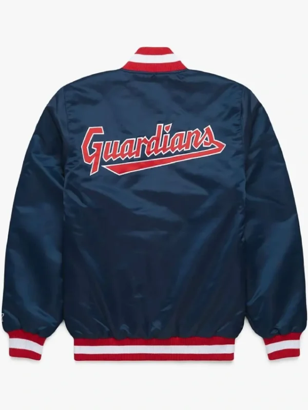 Cleveland Guardians Navy Satin Bomber Jacket