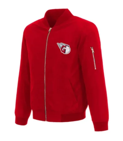 Cleveland Guardians Nylon Red Bomber Jacket