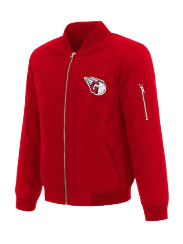 Cleveland Guardians Nylon Red Bomber Jacket