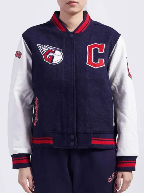 Cleveland Guardians Retro Classic Rib Navy Varsity Jacket