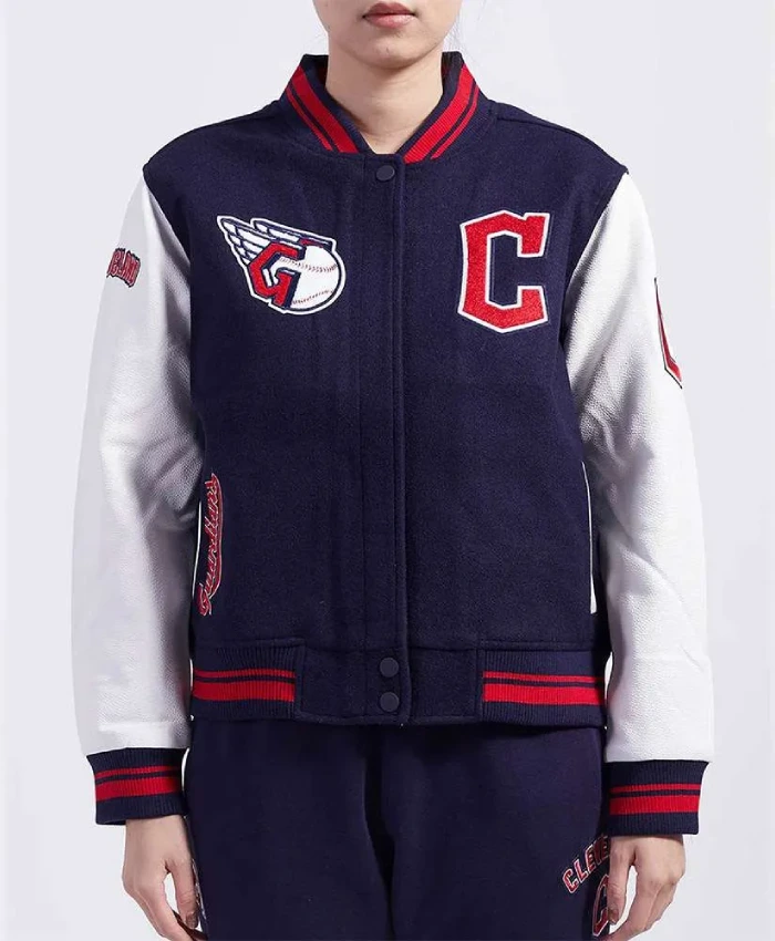 Cleveland Guardians Retro Classic Rib Navy Varsity Jacket Cleveland Guardians Retro Classic Rib Navy Varsity Jacket