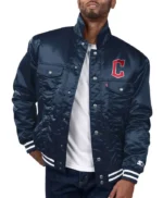 Cleveland Guardians Satin Navy Trucker Jacket