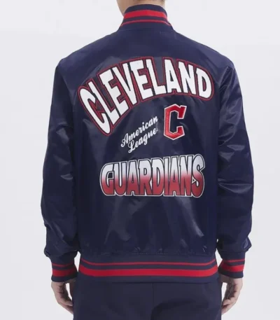 Turn It Up M Classic Rib Cleveland Guardians Navy Satin Jacket