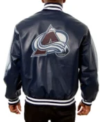 Colorado Avalanche Bomber Navy Blue Leather Jacket