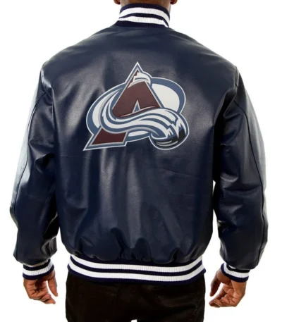 Colorado Avalanche Bomber Navy Blue Leather Jacket