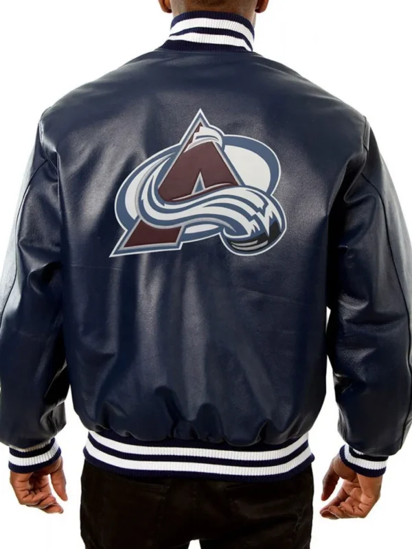 Colorado Avalanche Bomber Navy Blue Leather Jacket