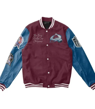 Colorado Avalanche Champions Varsity Maroon and Blue Jacket