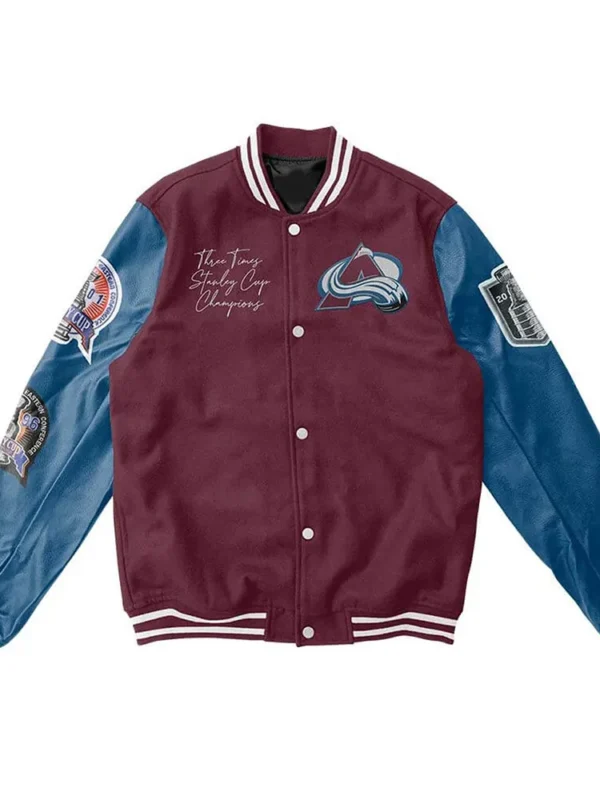 Colorado Avalanche Champions Varsity Maroon and Blue Jacket