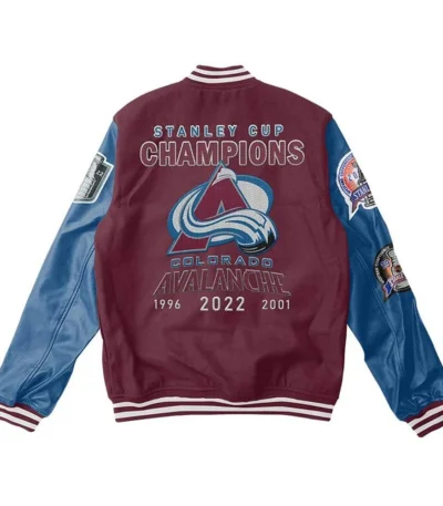 Colorado Avalanche Champions Varsity Maroon and Blue Jacket