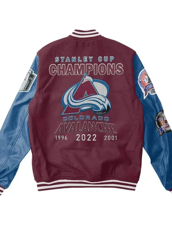 Colorado Avalanche Champions Varsity Maroon and Blue Jacket