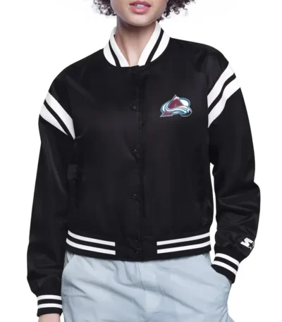 Colorado Avalanche Printed Logo Varsity Satin Jacket
