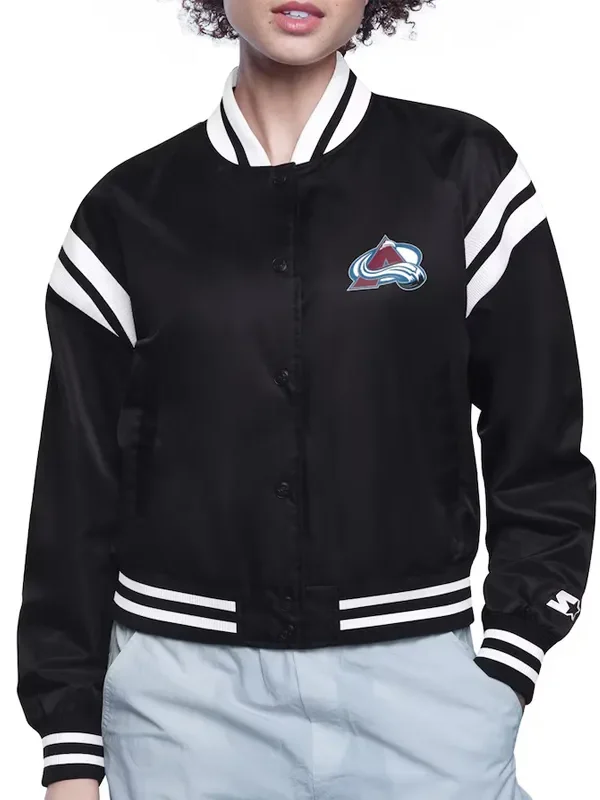 Colorado Avalanche Printed Logo Varsity Satin Jacket