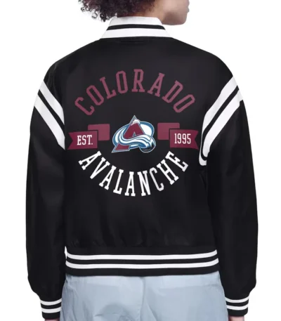 Colorado Avalanche Printed Logo Varsity Satin Jacket