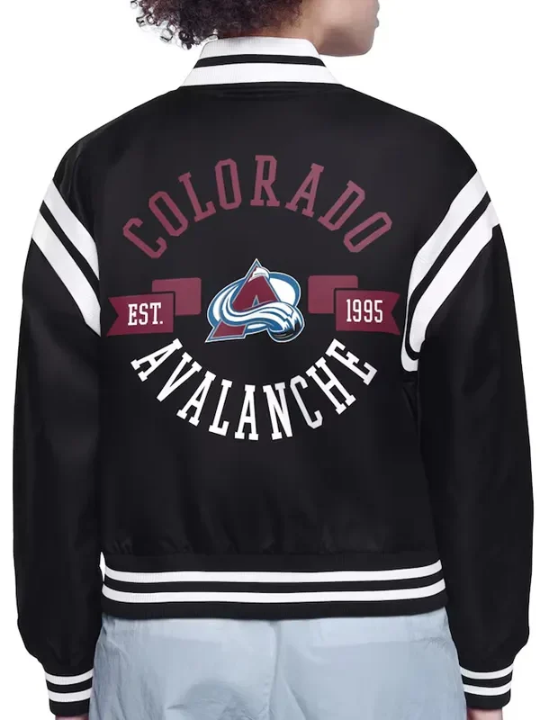 Colorado Avalanche Printed Logo Varsity Satin Jacket