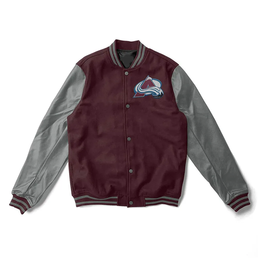 Colorado Avalanche Varsity Maroon and Gray Jacket Colorado Avalanche Varsity Maroon and Gray Jacket