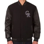 Colorado Rockies Black Wool/Leather Varsity Jacket